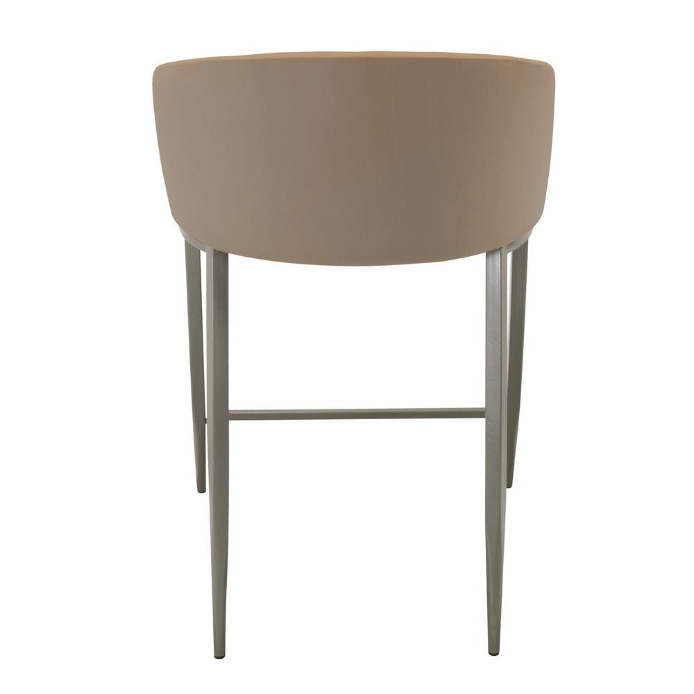 Counter Stool Chair | Modern Curved Padded Back | Light Brown Velvet BM334454