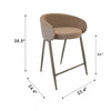 Counter Stool Chair | Modern Curved Padded Back | Light Brown Velvet BM334454