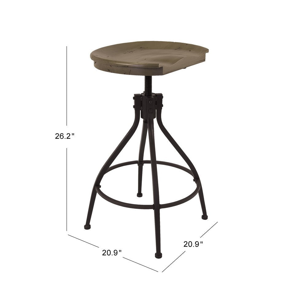 Counter Bar Stool | 26-30’’ Adjustable Height | Natural Brown Wood Seat BM334455