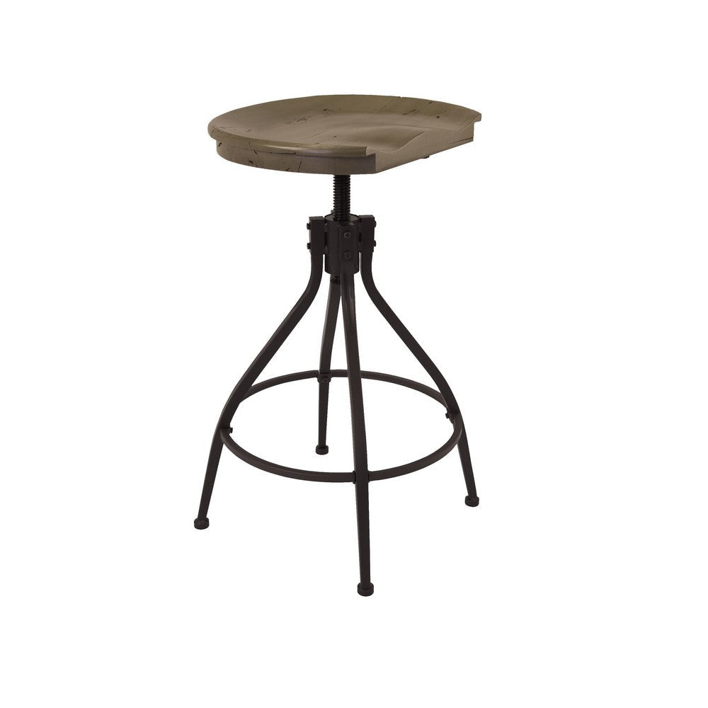 Counter Bar Stool | 26-30" Adjustable Height | Natural Brown Wood Seat