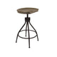 Counter Bar Stool | 26-30" Adjustable Height | Natural Brown Wood Seat