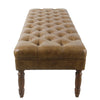Accent Dining Bench | 64’’ Brown Faux Leather Seat | Button Tufted BM334456