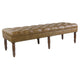 Accent Dining Bench | 64" Brown Faux Leather Seat | Button Tufted