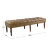Accent Dining Bench | 64’’ Brown Faux Leather Seat | Button Tufted BM334456