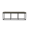 Ali Ottoman Bench | Metal Frame | Gray Button Tufted Faux Leather 52’’ BM334457