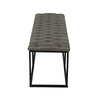 Ali Ottoman Bench | Metal Frame | Gray Button Tufted Faux Leather 52’’ BM334457