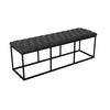 Ali Ottoman Bench | Metal Frame | Gray Button Tufted Faux Leather 52’’ BM334457