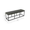 Ali Ottoman Bench | Metal Frame | Gray Button Tufted Faux Leather 52’’ BM334457