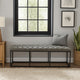 Ali Ottoman Bench | Metal Frame | Gray Button Tufted Faux Leather 52"