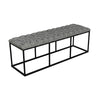 Ali Ottoman Bench | Metal Frame | Black White Button Tufted Fabric 52’’