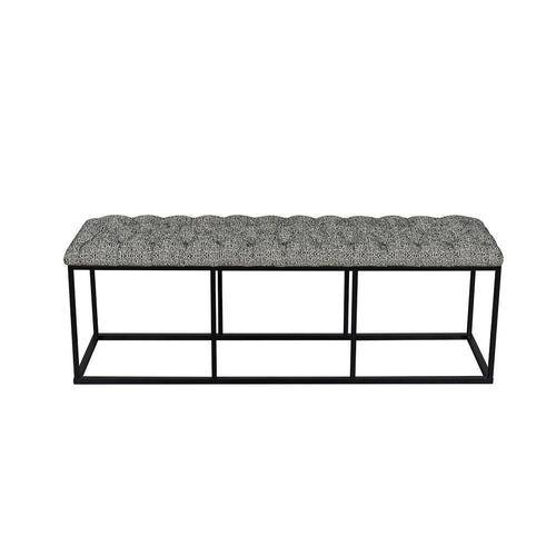 Ali Ottoman Bench | Metal Frame | Black White Button Tufted Fabric 52"