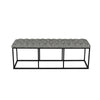 Ali Ottoman Bench | Metal Frame | Black White Button Tufted Fabric 52"