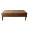 Coffee Table Ottoman | Brown Wood and Tufted Faux Leather | 46’’ BM334459