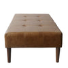 Coffee Table Ottoman | Brown Wood and Tufted Faux Leather | 46’’ BM334459