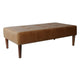 Coffee Table Ottoman | Brown Wood and Tufted Faux Leather | 46"