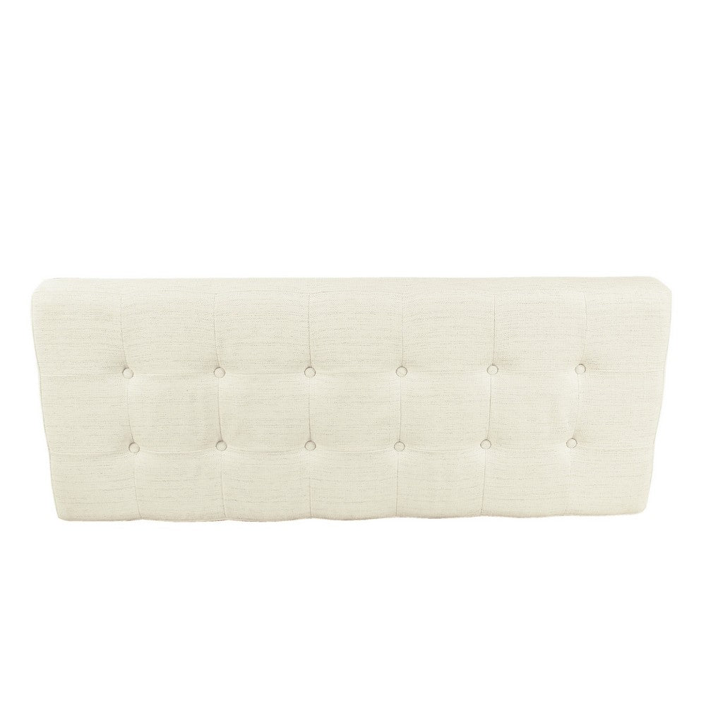 Alp Bench | Black Open Metal Frame | Cream Woven Tufted Fabric 54"