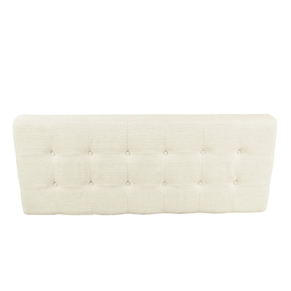 Alp Bench | Black Open Metal Frame | Cream Woven Tufted Fabric 54’’