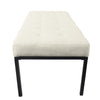 Alp Bench | Black Open Metal Frame | Cream Woven Tufted Fabric 54’’