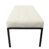 Alp Bench | Black Open Metal Frame | Cream Woven Tufted Fabric 54"