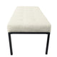 Alp Bench | Black Open Metal Frame | Cream Woven Tufted Fabric 54"