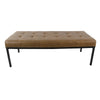 Alp Bench | Black Open Metal Frame | Brown Tufted Faux Leather 54’’