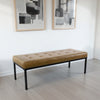 Alp Bench | Black Open Metal Frame | Brown Tufted Faux Leather 54"