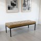 Alp Bench | Black Open Metal Frame | Brown Tufted Faux Leather 54"
