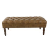 Accent Bench | Solid Wood | Brown Button Tufted Faux Leather 42’’ BM334462