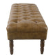 Accent Bench | Solid Wood | Brown Button Tufted Faux Leather 42’’ BM334462