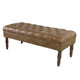 Accent Bench | Solid Wood | Brown Button Tufted Faux Leather 42’’ BM334462