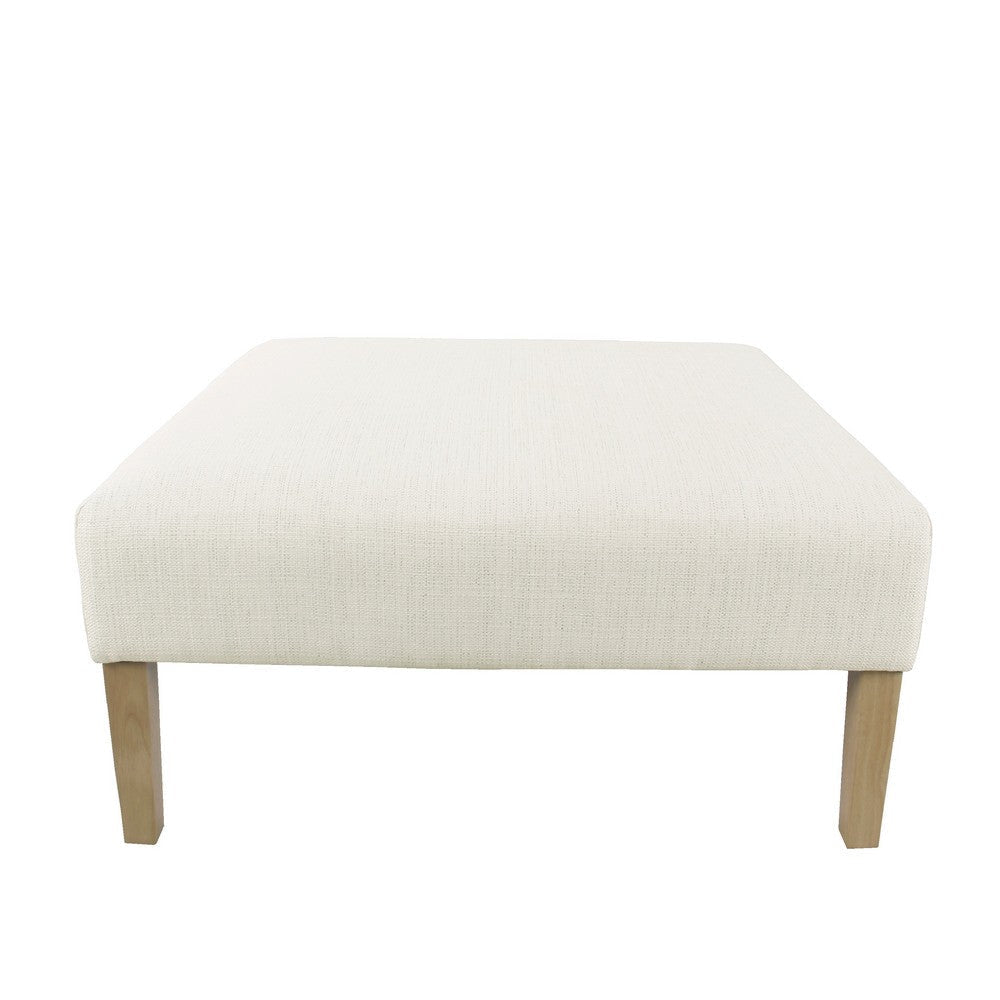 Dan Square Coffee Table Ottoman | Brown Wood | Cream Polyester 36’’ BM334463
