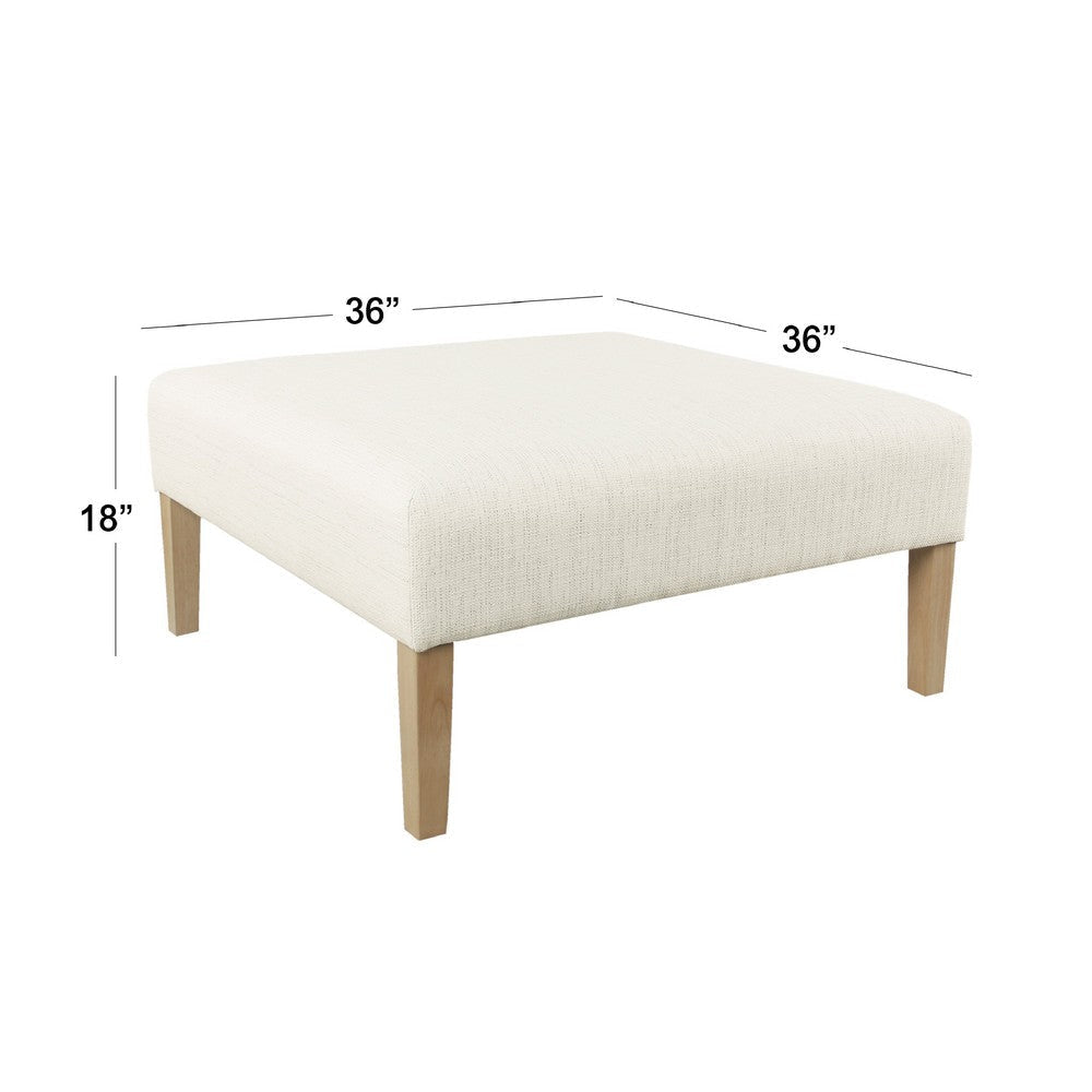 Dan Square Coffee Table Ottoman | Brown Wood | Cream Polyester 36’’ BM334463