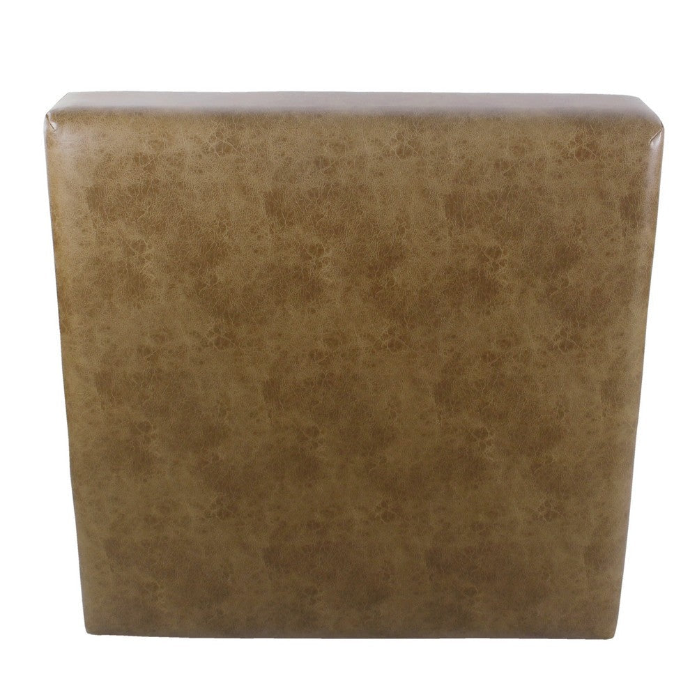 Dan Square Coffee Table Ottoman | Hardwood | Brown Faux Leather 36’’