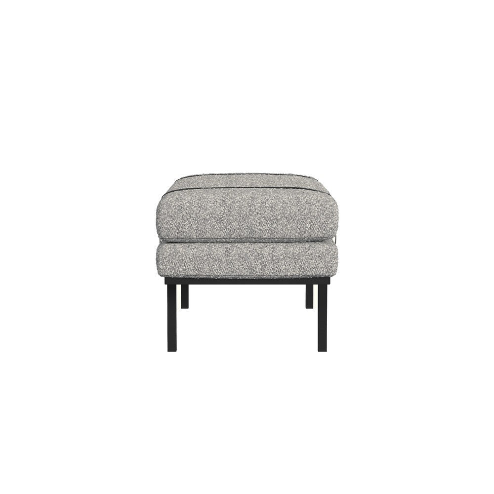 Bench | Black Metal Base | Gray Boucle and Yarn | Faux Leather | 46’’ BM334465