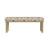 Fin Bench | Cream Global Polyester Patterns | Natural Wood | 48’’