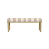 Fin Bench | Natural Brown Wood | Striped Tan Cream Polyester 48’’