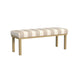 Fin Bench | Natural Brown Wood | Striped Tan Cream Polyester 48’’