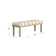 Fin Bench | Natural Brown Wood | Striped Tan Cream Polyester 48’’