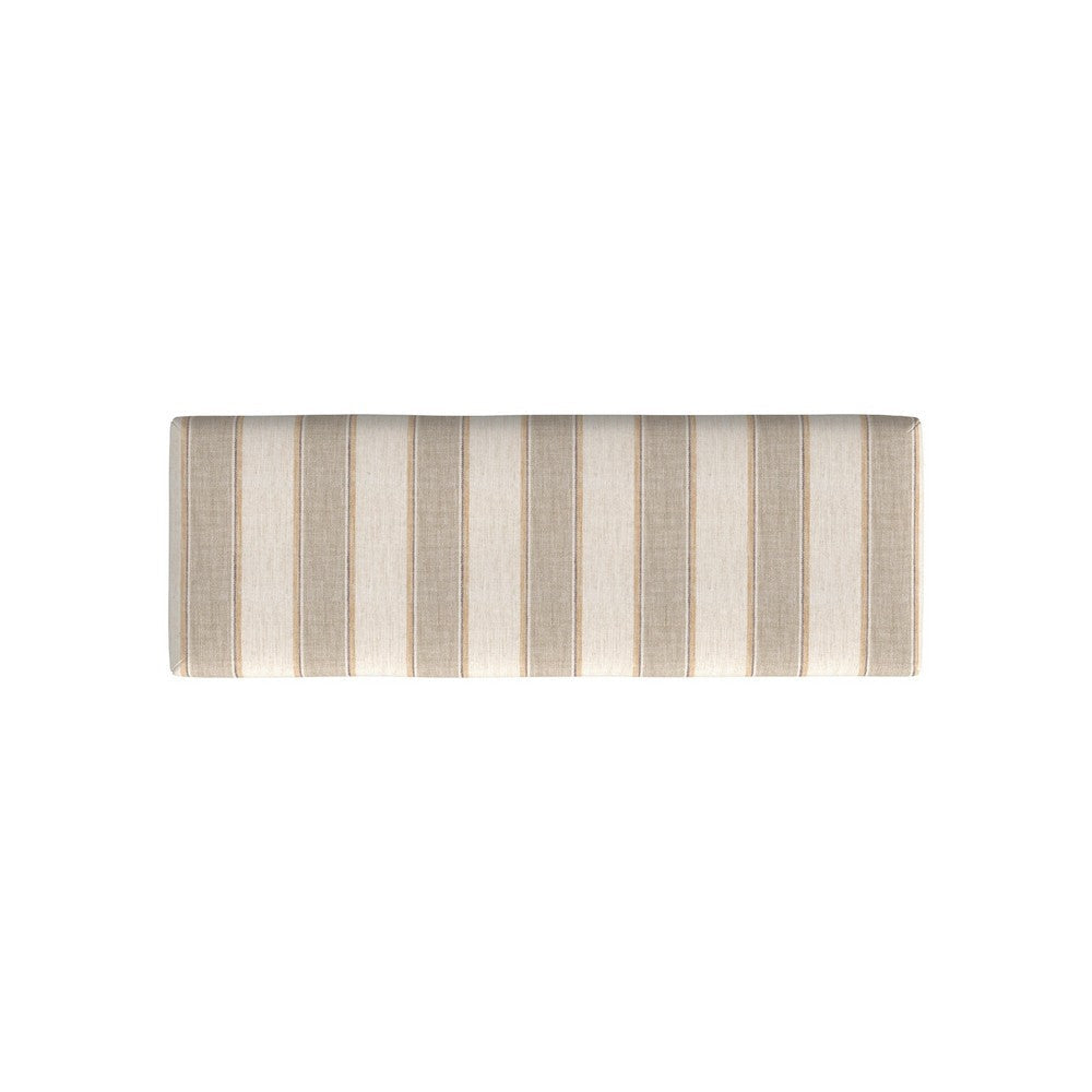 Fin Bench | Natural Brown Wood | Striped Tan Cream Polyester 48"