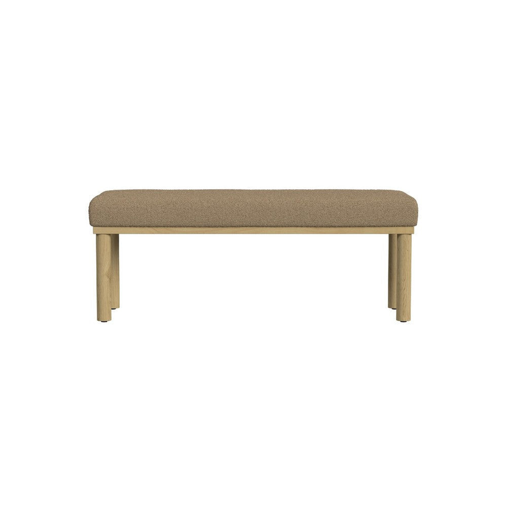 Fin Bench | Natural Wood Frame | Brown Boucle Textured Details 48’’