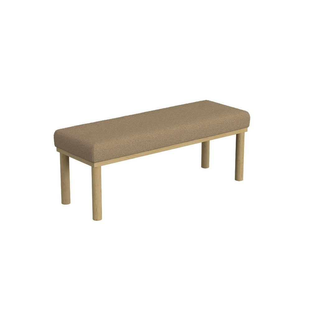 Fin Bench | Natural Wood Frame | Brown Boucle Textured Details 48"