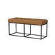 Kai Bench, Open Metal Frame, Brown Channel Stitch Faux Leather 43 Inch