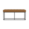 Kai Bench Open Metal Frame Brown Channel Stitch Faux Leather 43 Inch BM334469