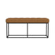 Kai Bench Open Metal Frame Brown Channel Stitch Faux Leather 43 Inch BM334469