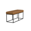 Kai Bench Open Metal Frame Brown Channel Stitch Faux Leather 43 Inch BM334469