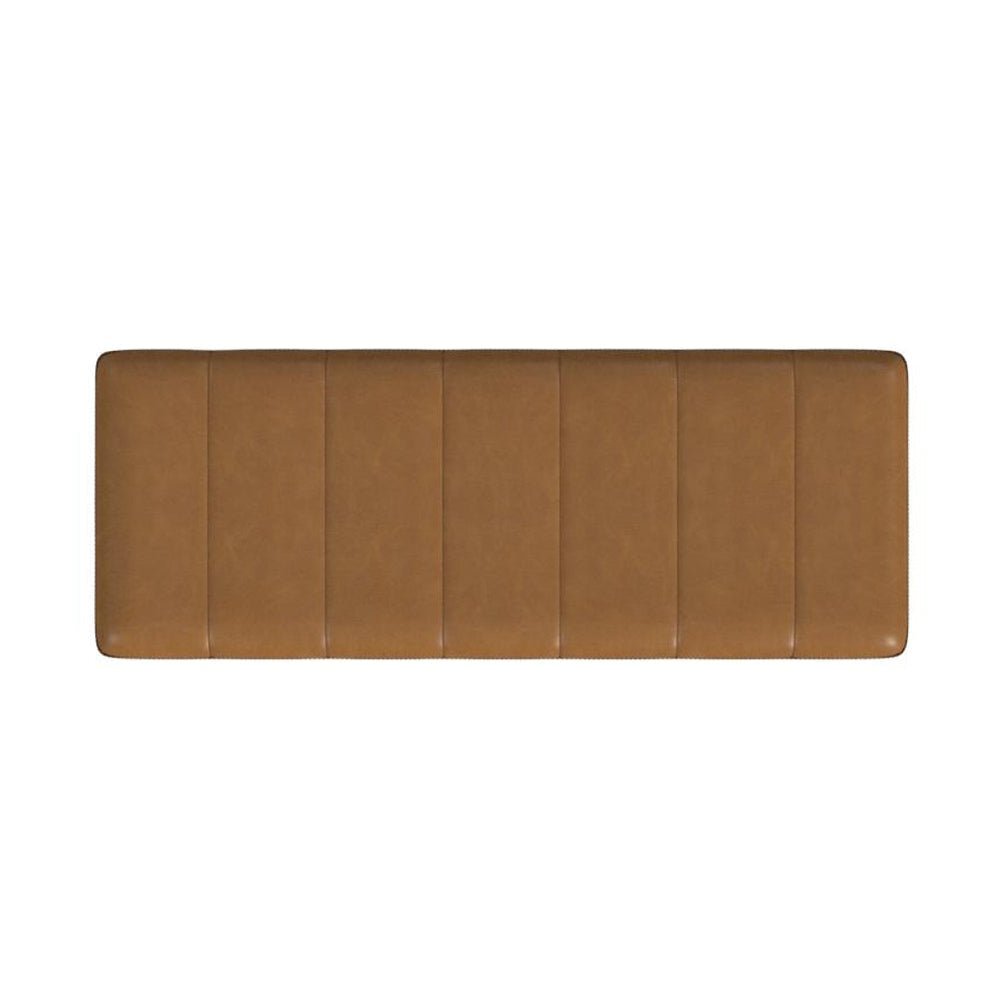 Kai Bench Open Metal Frame Brown Channel Stitch Faux Leather 43 Inch BM334469