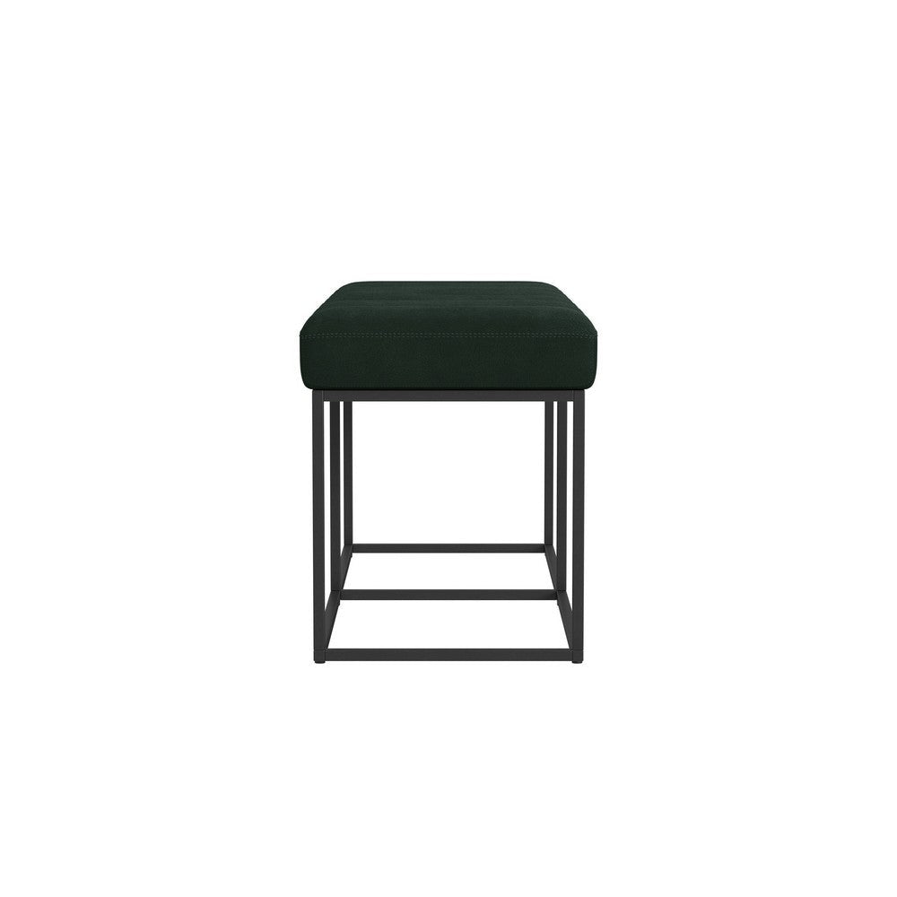 Kai Bench | Open Metal Frame | Green Channel Stitched Faux Suede 43’’