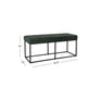 Kai Bench | Open Metal Frame | Green Channel Stitched Faux Suede 43’’