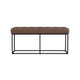 Kai Bench | Open Metal Frame | Brown Channel Stitch Faux Leather 43’’