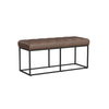 Kai Bench | Open Metal Frame | Brown Channel Stitch Faux Leather 43"